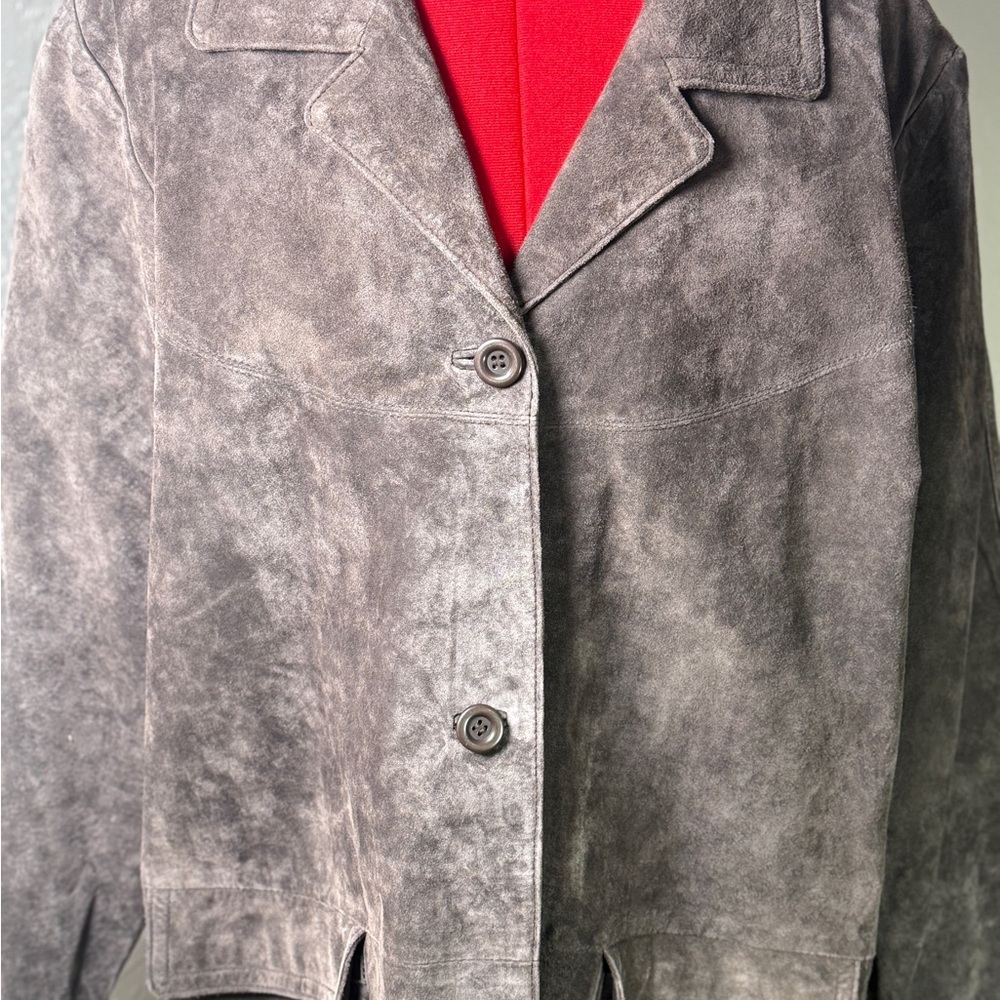 Jessica Holbrook Brown Washable Suede Leather Jacket Plus Size 1X NWT - Picture 2 of 9